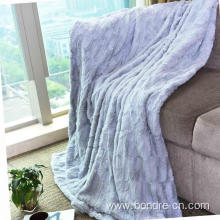 PV Plush Fleece Pressed Design Double Layers Blanket